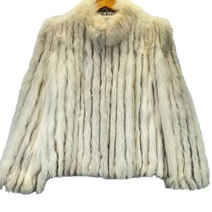 Saga Fox Blue Fox Real Fur Finland Ivory Cream Soft Luxury Glamorous Jacket Sz L